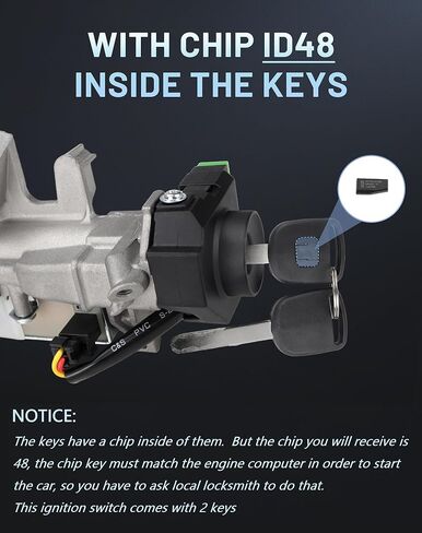 Ignition Lock Cylinder Assembly with 2 ID48 Transponder Keys (Unprogrammed), Compatible with Honda Accord CR-V Odyssey Fit 03-07, Replaces 35100-SDA-A71 in Saudi Arabia