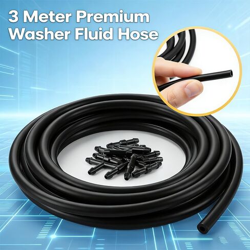 مجموعة خرطوم غسيل الزجاج الأمامي - تتضمن خرطوم سائل غسيل بطول 3 أمتار و12 قطعة من موصلات الخراطيم المتوافقة مع تركيب فوهة غسيل الزجاج الأمامي لمعظم المركبات لتوصيل فوهات مضخات المياه في السيارة in Kuwait
