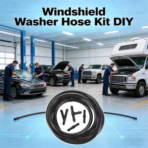 مجموعة خرطوم غسيل الزجاج الأمامي - تتضمن خرطوم سائل غسيل بطول 3 أمتار و12 قطعة من موصلات الخراطيم المتوافقة مع تركيب فوهة غسيل الزجاج الأمامي لمعظم المركبات لتوصيل فوهات مضخات المياه في السيارة in Kuwait