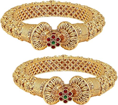 Aheli 2.6 Inch Openable Gokhru Kada Bangle Set of 2 Gift for Women (Multicolor 1) in Saudi Arabia
