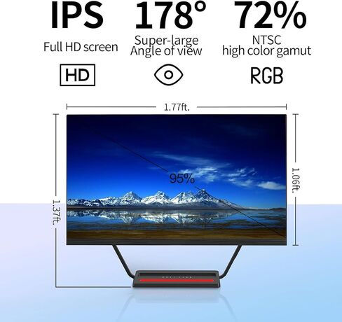 Desktop Computer 23.8inch All in One PC with Intel Core i7-4785t 16GB RAM 512GB SSD, 360°Adjustable Webcam, Charging Panel, Supporting Dual-Band WiFi, Bluetooth 4.2,Black in Kuwait