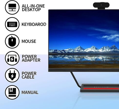 Desktop Computer 23.8inch All in One PC with Intel Core i7-4785t 16GB RAM 512GB SSD, 360°Adjustable Webcam, Charging Panel, Supporting Dual-Band WiFi, Bluetooth 4.2,Black in Kuwait