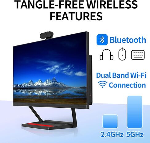 Desktop Computer 23.8inch All in One PC with Intel Core i7-4785t 16GB RAM 512GB SSD, 360°Adjustable Webcam, Charging Panel, Supporting Dual-Band WiFi, Bluetooth 4.2,Black in Kuwait