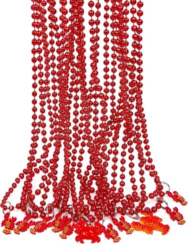 12pcs Crawfish Mardi Gras Beads Lobster Necklace with a Crab Charm Parade Holiday Party Supplies Decorations in Saudi Arabia