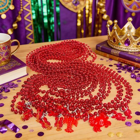 12pcs Crawfish Mardi Gras Beads Lobster Necklace with a Crab Charm Parade Holiday Party Supplies Decorations in Saudi Arabia