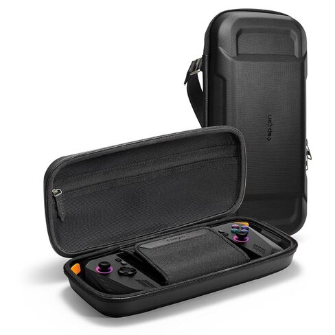 Spigen Rugged Armor Pro Designed for ASUS Rog Ally 2023 Case RC71L Hard Shell Travel Carrying Case with Pockets for Accessories and Original Charger Storage Bag Carry Case - Black in Kuwait