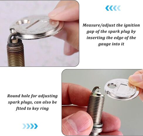 TIESOME 4 قطع Spark Plug Gapper، مقياس قياس الأسلاك 0.020–0.100 بوصة، أداة فجوة قابس الإشعال العالمية وأداة فجوة شمعات الشرر المطلية بالزنك للسيارات، صيانة شمعات الشرر سريعة القراءة in Kuwait