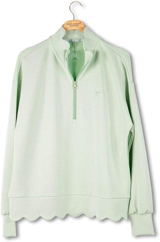 Simply Southern Quarter Zip Scalloped Pullover Top in Saudi Arabia