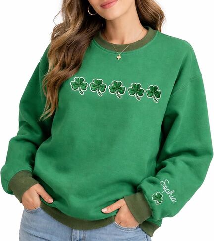 IZI POD St. Patrick’s Day Embroidered Sweatshirt, Custom St. Patrick Mix Sweatshirt, Shamrock Mix Sweatshirts for Men, Women in Saudi Arabia