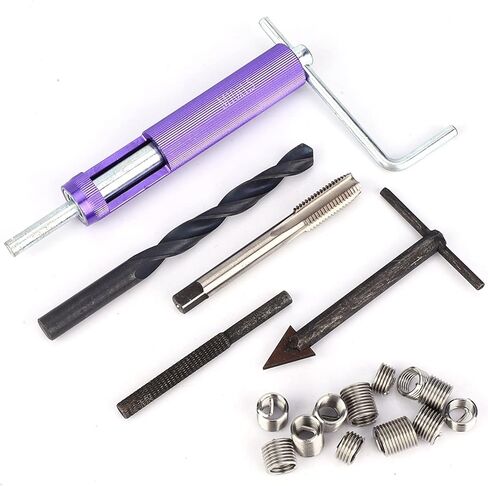 M10 x 1.25 Thread Repair Insert Kit, 12PCS Screw Sleeve Tool, Stainless Steel Threaded Inserts for Damaged Threads, High Strength Wire Screw Sleeve Kit with 1D 1.5D 2D Inserts, IDE in Kuwait