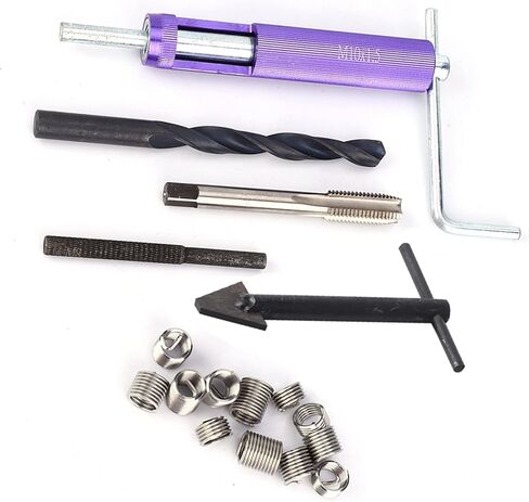 M10 x 1.25 Thread Repair Insert Kit, 12PCS Screw Sleeve Tool, Stainless Steel Threaded Inserts for Damaged Threads, High Strength Wire Screw Sleeve Kit with 1D 1.5D 2D Inserts, IDE in Kuwait