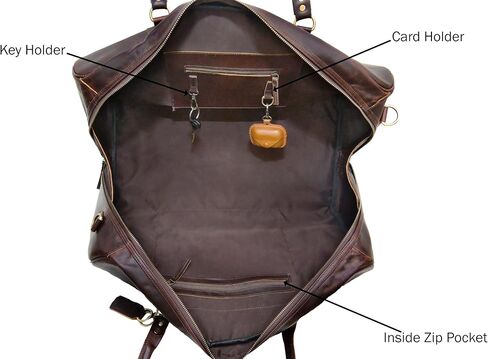 THE M&G BAGS Leather Travel Duffel Bag for Men & Women, Classic Retro Weekend Overnight Zipper Bags with Adjustable Shoulder Strap, Cabin Friendly Carry On Gym Sports Duffle Luggage - 22 Inch in Saudi Arabia
