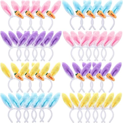 XunYee 72 Pcs Easter Bunny Ears Bulk Bunny Rabbit Ear Headband with Carrots Cute for Women Assorted Color Rabbit Headband in Saudi Arabia