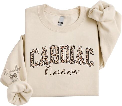 Personalized Nurse Sweatshirt, Custom Leopard Print Comfort Colors Crewneck, Retro Varsity Medical Staff Top in Saudi Arabia
