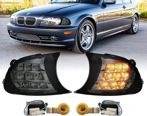 USR DEPO 00-01 E46 2D LED Corner Light - Full Amber LED Clip-On Turn Signal Lamp (Left + Right) Compatible with 2000-2001 BMW E46 Coupe Cabrio 325ci 330ci and 2001 E46 M3 (Smoke Lens, Plug and Play) in Saudi Arabia