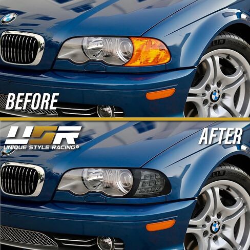 USR DEPO 00-01 E46 2D LED Corner Light - Full Amber LED Clip-On Turn Signal Lamp (Left + Right) Compatible with 2000-2001 BMW E46 Coupe Cabrio 325ci 330ci and 2001 E46 M3 (Smoke Lens, Plug and Play) in Saudi Arabia