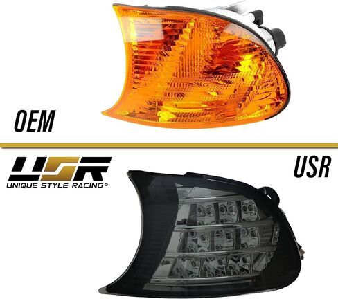 USR DEPO 00-01 E46 2D LED Corner Light - Full Amber LED Clip-On Turn Signal Lamp (Left + Right) Compatible with 2000-2001 BMW E46 Coupe Cabrio 325ci 330ci and 2001 E46 M3 (Smoke Lens, Plug and Play) in Saudi Arabia