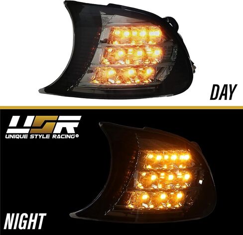 USR DEPO 00-01 E46 2D LED Corner Light - Full Amber LED Clip-On Turn Signal Lamp (Left + Right) Compatible with 2000-2001 BMW E46 Coupe Cabrio 325ci 330ci and 2001 E46 M3 (Smoke Lens, Plug and Play) in Saudi Arabia
