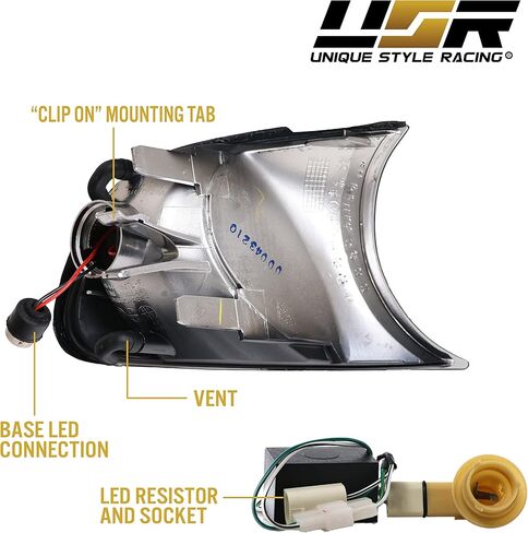 USR DEPO 00-01 E46 2D LED Corner Light - Full Amber LED Clip-On Turn Signal Lamp (Left + Right) Compatible with 2000-2001 BMW E46 Coupe Cabrio 325ci 330ci and 2001 E46 M3 (Smoke Lens, Plug and Play) in Saudi Arabia