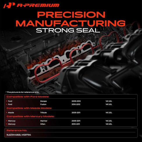 مجموعة حشية حقن الوقود العلوي A-Premium متوافقة مع Ford، Mazda، Mercury - Escape 09-12، Fusion 2010-2012، Tribute 2009-2011، Mariner 2009-2011، Milan 2010-2011 - تناسب فقط DOHC V6 3.0L in Kuwait