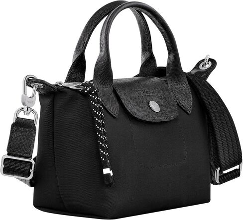 Longchamp 'Le Pliage X-Small Energy Canves Top Handle Tote Shoulder Bag, Black in Saudi Arabia