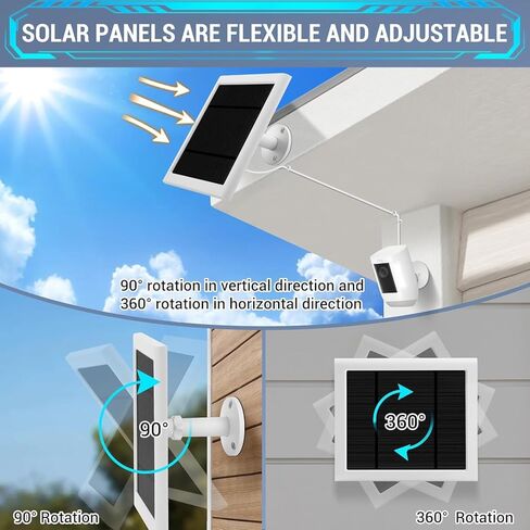Solar Panel Outdoor for Ring Cameras (White 3P) Spotlight Cam Plus/Pro(Battery) Stick Up Cam/Pro Wireless Outdoor with 10FT/3M Long Cable Dustproof Waterproof in Kuwait