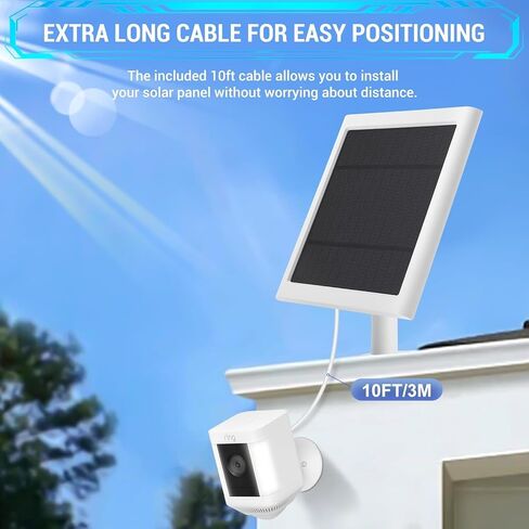 Solar Panel Outdoor for Ring Cameras (White 3P) Spotlight Cam Plus/Pro(Battery) Stick Up Cam/Pro Wireless Outdoor with 10FT/3M Long Cable Dustproof Waterproof in Kuwait