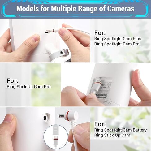 Solar Panel Outdoor for Ring Cameras (White 3P) Spotlight Cam Plus/Pro(Battery) Stick Up Cam/Pro Wireless Outdoor with 10FT/3M Long Cable Dustproof Waterproof in Kuwait