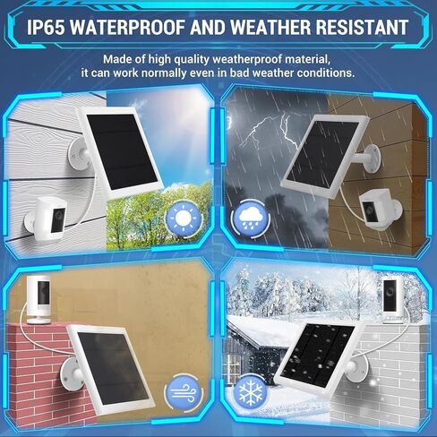Solar Panel Outdoor for Ring Cameras (White 3P) Spotlight Cam Plus/Pro(Battery) Stick Up Cam/Pro Wireless Outdoor with 10FT/3M Long Cable Dustproof Waterproof in Kuwait