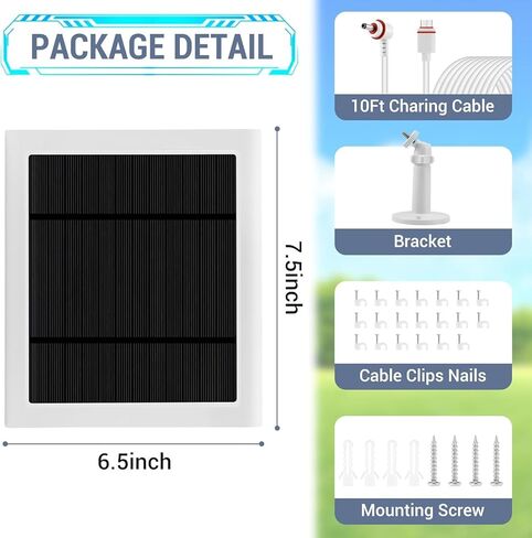 Solar Panel Outdoor for Ring Cameras (White 3P) Spotlight Cam Plus/Pro(Battery) Stick Up Cam/Pro Wireless Outdoor with 10FT/3M Long Cable Dustproof Waterproof in Kuwait