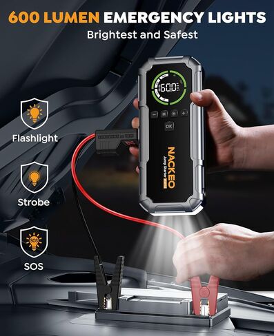 Car Battery Jump Starter with Air Compressor 8000A 160PSI, Car Jumper Starter Portable (All Gas/10L Diesel), Jump Starter Jump Box with Jumper Cables, LED Light, Large LCD Display, Power Bank in Kuwait
