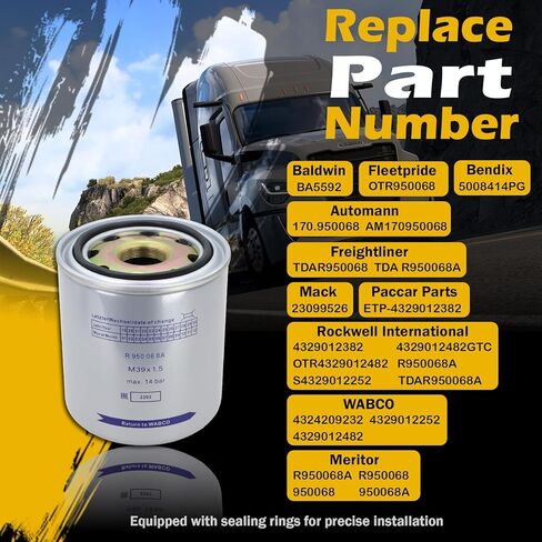 خرطوشة مجفف الهواء Kefly R950068A تحل محل Wabco 4329012252، 4329012482، Meritor R950068، Freightner TDAR950068، Bendix 5008414PG in Kuwait
