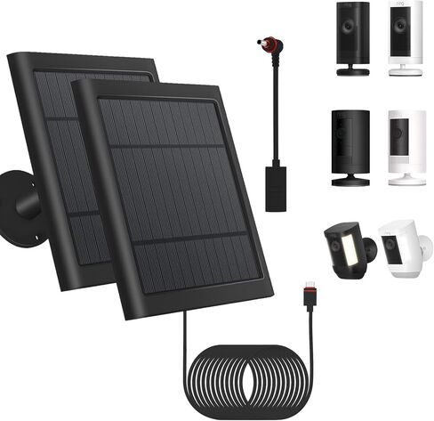 Solar Panel Outdoor for Ring Cameras (White 3P) Spotlight Cam Plus/Pro(Battery) Stick Up Cam/Pro Wireless Outdoor with 10FT/3M Long Cable Dustproof Waterproof in Kuwait