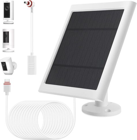 Solar Panel Outdoor for Ring Cameras (White 3P) Spotlight Cam Plus/Pro(Battery) Stick Up Cam/Pro Wireless Outdoor with 10FT/3M Long Cable Dustproof Waterproof in Kuwait