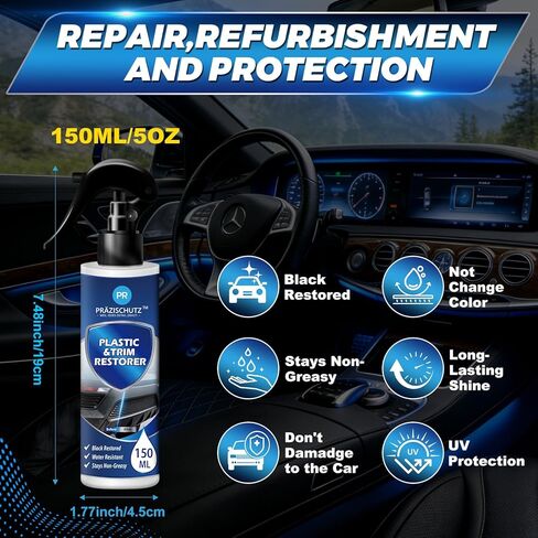 مرمم بلاستيك للسيارات، يزيل الاصفرار والأوساخ، يعيد اللمعان واللمعان، تغذية عميقة وحماية طويلة الأمد، سهل الاستخدام، العناية بالبلاستيك للسيارات بأسعار معقولة - 150 مل in Kuwait