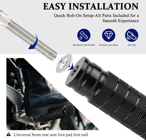 XINGWU Universal M8 Foot Pegs Bike Pegs CNC Anti-Skid Footpegs for Super 73 Yamaha Honda Suzuki Aprilia Electric Car Motorbike Scooter Mini Bike Ebike Dirt Bike Motorcycle Go Kart (Black) in Saudi Arabia