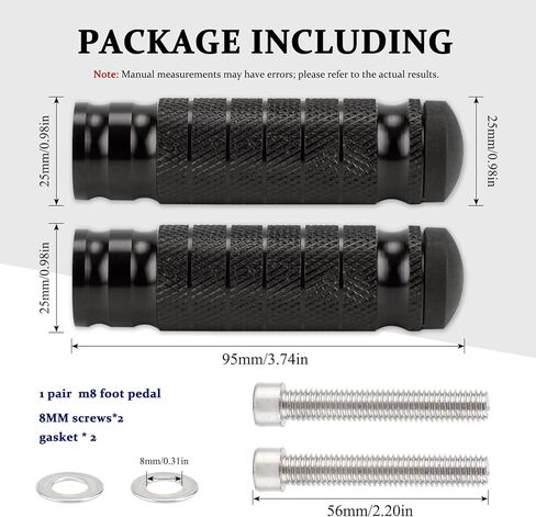 XINGWU Universal M8 Foot Pegs Bike Pegs CNC Anti-Skid Footpegs for Super 73 Yamaha Honda Suzuki Aprilia Electric Car Motorbike Scooter Mini Bike Ebike Dirt Bike Motorcycle Go Kart (Black) in Saudi Arabia