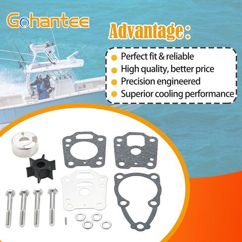 طقم إصلاح دافعة مضخة المياه 369873220M متوافق مع محرك Tohatsu Nissan 4HP 5HP 6HP الخارجي، طقم استبدال المكره الخارجي 369873221M 369-873222-0 in Saudi Arabia