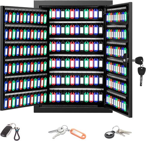 صندوق قفل للمفاتيح 376 مفتاحًا مثبت على الحائط مع 376 خطافًا مرقمًا و376 بطاقة مفاتيح ملونة، خزانة مفاتيح مضادة للسرقة مع فتحة إسقاط لإرجاع المفاتيح، منظم مفاتيح صندوق تخزين المفاتيح لجراج السيارات والمكتب المنزلي in Kuwait