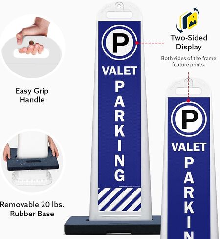 Valet Parking With Graphic Vertical Panel Kit, Heavy-Duty 20 lb Black Rubber Base and Impact-Resistant Frame in Saudi Arabia