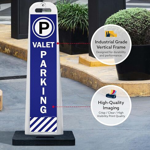 Valet Parking With Graphic Vertical Panel Kit, Heavy-Duty 20 lb Black Rubber Base and Impact-Resistant Frame in Saudi Arabia