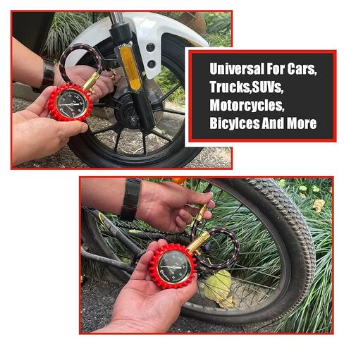 خرطوم طويل لقياس ضغط الإطارات 0-60 رطل لكل بوصة مربعة - مقياس إطارات للخدمة الشاقة عالي الدقة مع قرص متوهج كبير سهل القراءة مقاس 2 بوصة، مقياس إطار منخفض ومرتفع لإطارات السيارات وسيارات الدفع الرباعي والشاحنات in Kuwait