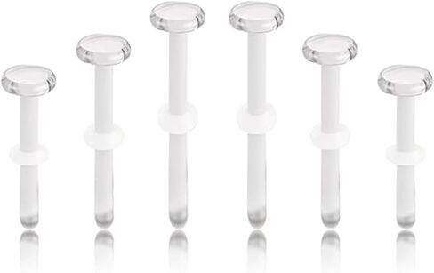 3Pair Glass Piercing Retainers,Retainer Glass Clear, Eyebrow Rook Flat Tongue Nose Belly Button Piercing Jewelry,Hypoallergenic, Flexible Retainers Spacers in Kuwait