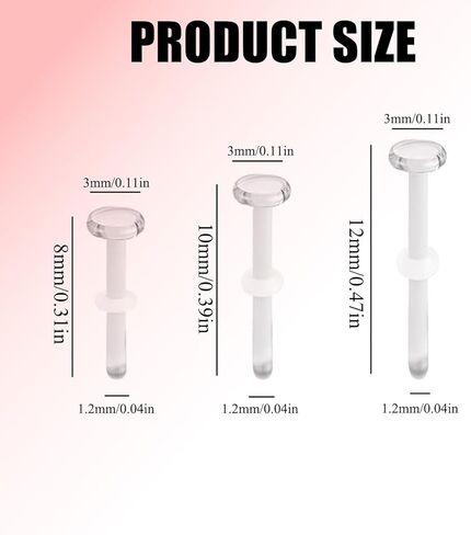 3Pair Glass Piercing Retainers,Retainer Glass Clear, Eyebrow Rook Flat Tongue Nose Belly Button Piercing Jewelry,Hypoallergenic, Flexible Retainers Spacers in Kuwait