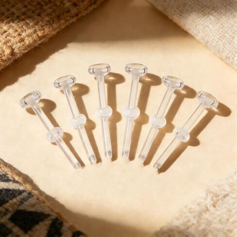 3Pair Glass Piercing Retainers,Retainer Glass Clear, Eyebrow Rook Flat Tongue Nose Belly Button Piercing Jewelry,Hypoallergenic, Flexible Retainers Spacers in Kuwait