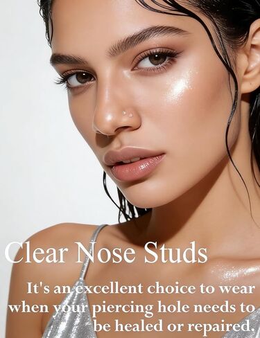 Clear Nose Studs Retainers for Work - Transparent Bioflex L Shape Nose Rings - Mixed Size Pack 22G 20G 18G Gauge (15 Pieces Total - 5 Each Size) in Kuwait