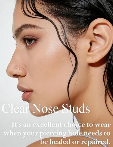 Clear Nose Studs Retainers for Work - Transparent Bioflex L Shape Nose Rings - Mixed Size Pack 22G 20G 18G Gauge (15 Pieces Total - 5 Each Size) in Kuwait