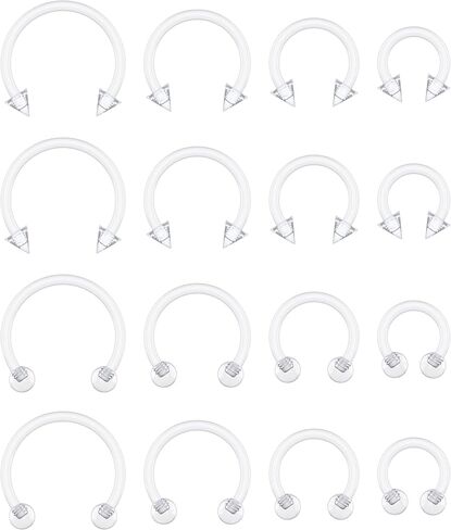 Bioflex Clear Septum Retainer 16g - Clear Septum Ring Lip Piercing for Snake Bites, Spider Bites - Hidden Cartilage Earrings for Daith, Helix, Forward Helix, Tragus, Anti-Tragus, Rook Piercing Jewelry in Saudi Arabia