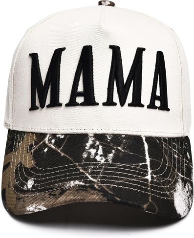قبعة Mama Trucker النسائية - قبعة بيسبول مطرزة عتيقة قابلة للتعديل، قبعة ذيل حصان بلونين هدايا لملابس عيد الأم in Kuwait