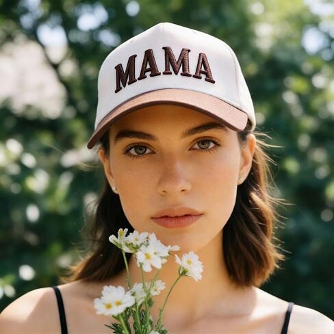 قبعة Mama Trucker النسائية - قبعة بيسبول مطرزة عتيقة قابلة للتعديل، قبعة ذيل حصان بلونين هدايا لملابس عيد الأم in Kuwait